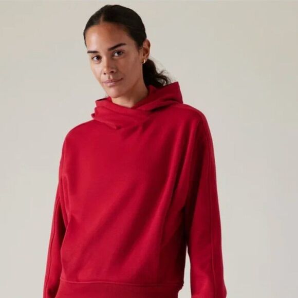 ATHLETA Cozy Karma Hoodie Sweatshirt RED Size Small - Picture 1 of 11